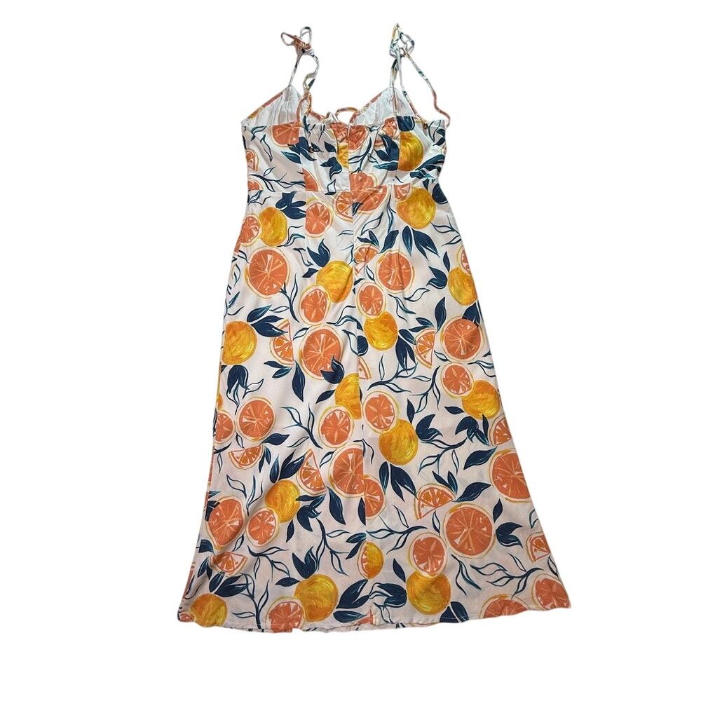 Seven Wonders Citrus Print Marilla Midi Dress Tie Strap Sundress Size XL NWT - Picture 2 of 14